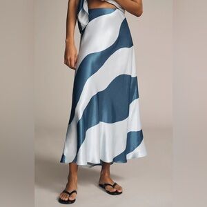 NWT! By Anthropologie Silky Waves Woven Slip Maxi Skirt  🍓